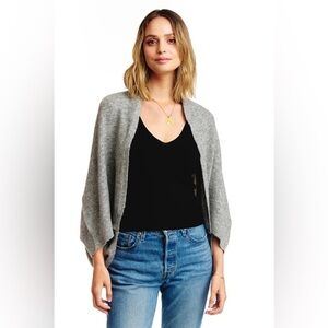 P.Cill Heather Grey Open Front Short Sleeve Shrug Cardigan Sweater Loungewear L